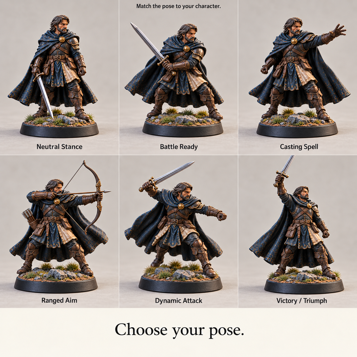 Custom TTRPG Miniature - Bring your character to life as a full-color tabletop figure.