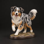 Australian Shepherd figurine in playful run pose, studio view