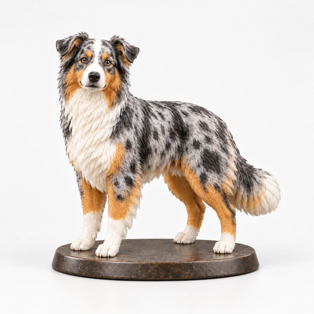 Australian Shepherd figurine in standing alert pose on a clean background