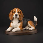 Beagle figurine in lying relaxed pose, studio view