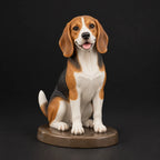 Beagle figurine in sitting happy pose, studio view