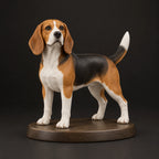 Beagle figurine in standing alert pose, studio view