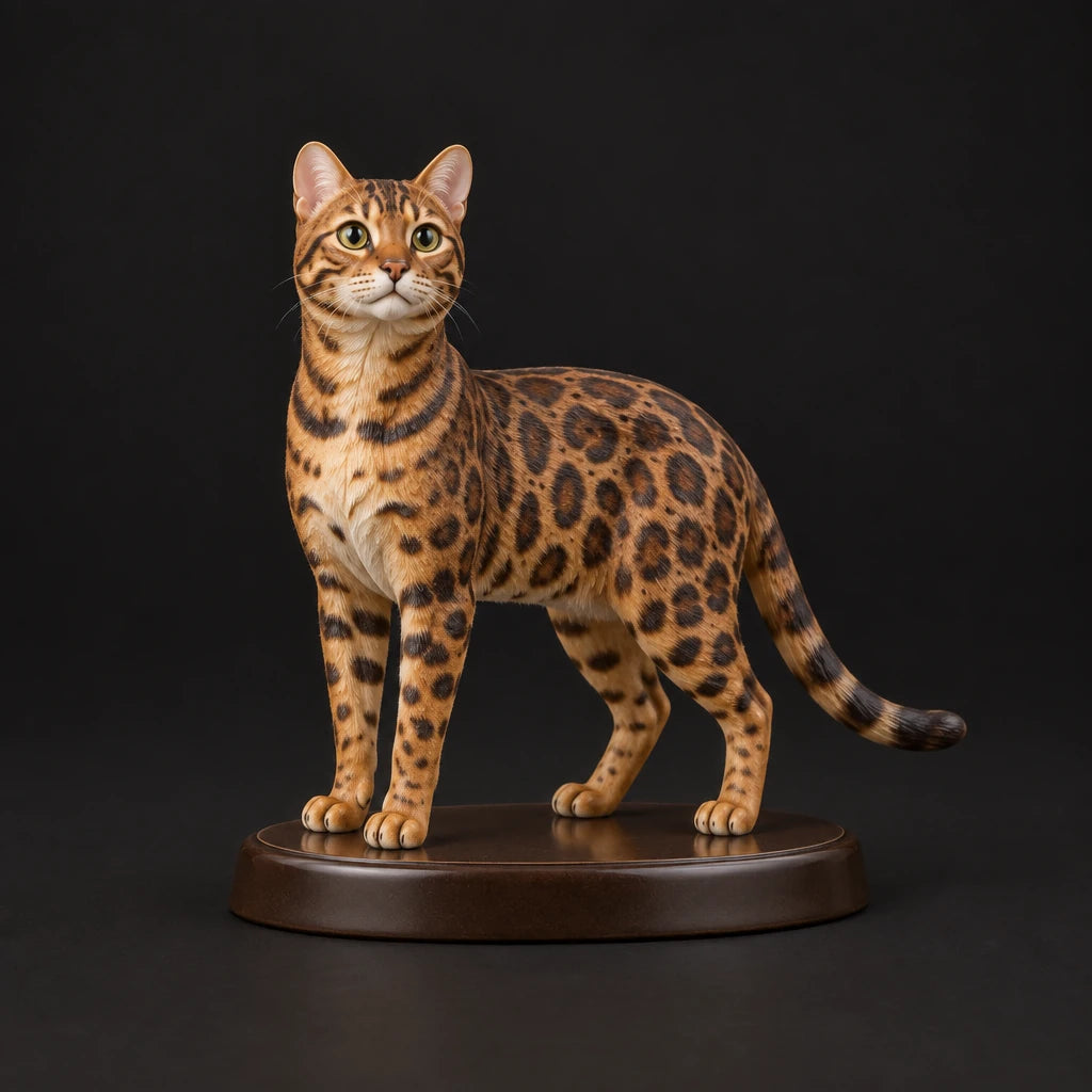 Bengal Cat figurine in standing alert pose, studio view