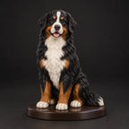 Bernese Mountain Dog figurine in sitting happy pose, studio view