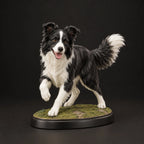 Border Collie figurine in playful run pose, studio view