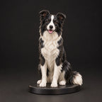 Border Collie figurine in sitting happy pose, studio view