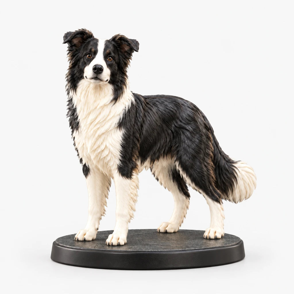 Border Collie figurine in standing alert pose on a clean background