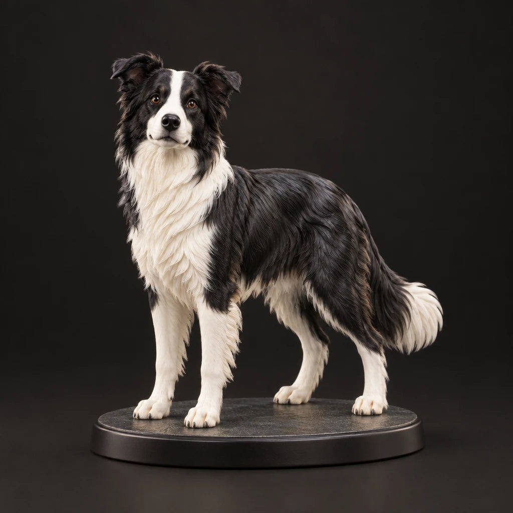 Border Collie figurine in standing alert pose, studio view