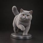 British Shorthair figurine in playful run pose, studio view