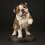 Bulldog figurine in paw up pose, studio view