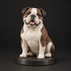 Bulldog figurine in sitting happy pose, studio view