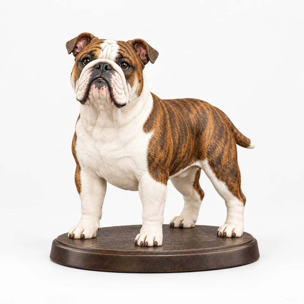 Bulldog figurine in standing alert pose on a clean background