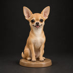 Chihuahua figurine in sitting happy pose, studio view