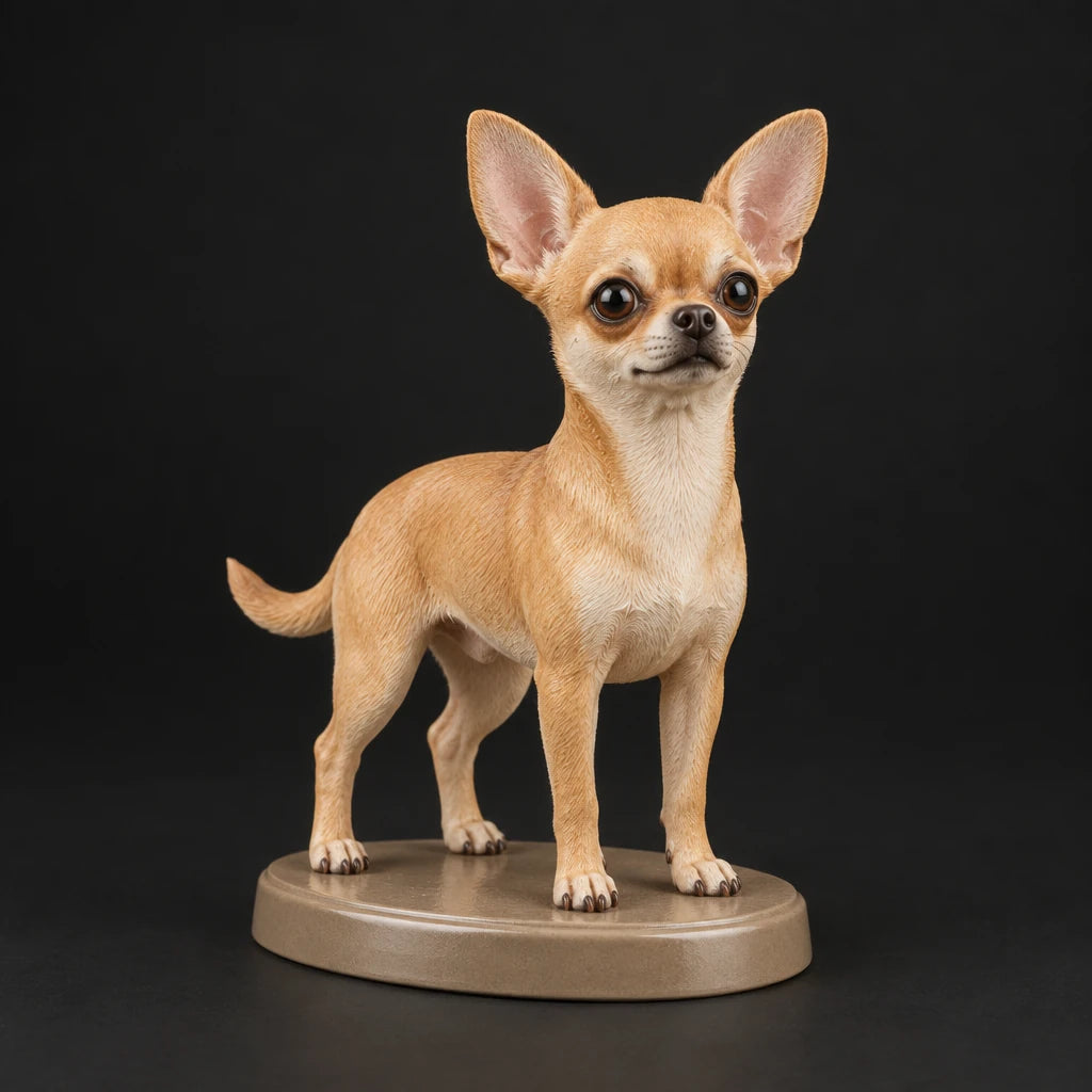 Chihuahua figurine in standing alert pose, studio view