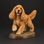 Cocker Spaniel figurine in playful run pose, studio view