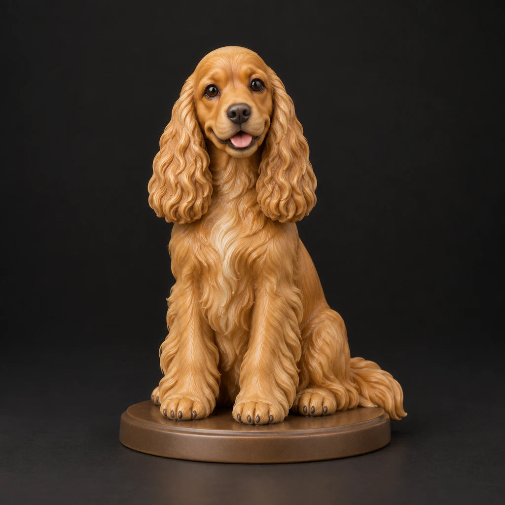 Cocker Spaniel figurine in sitting happy pose, studio view