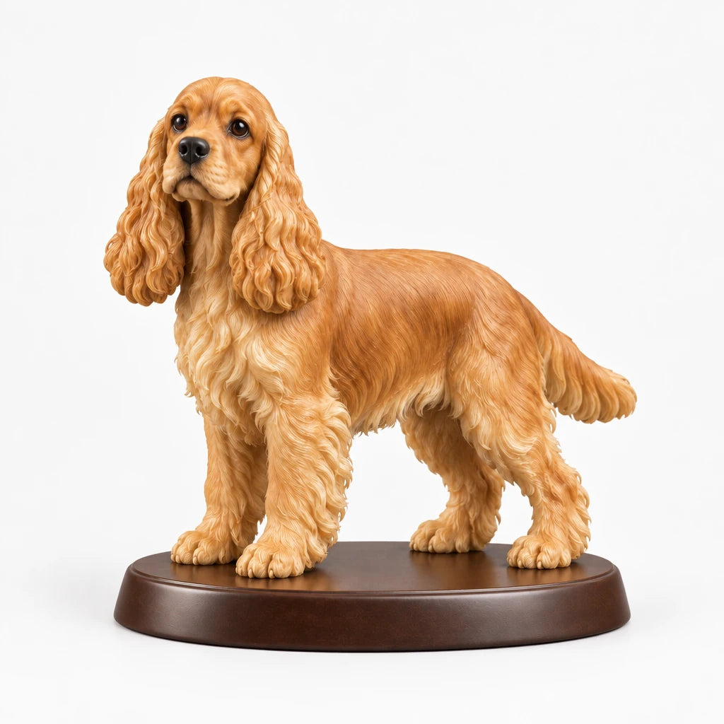 Cocker Spaniel figurine in standing alert pose on a clean background
