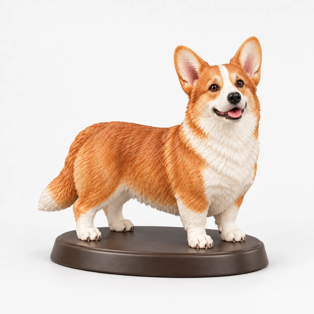 Corgi figurine in standing alert pose on a clean background
