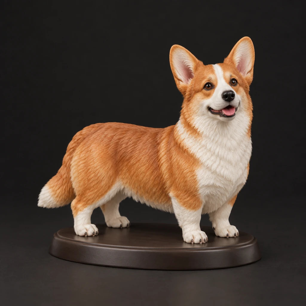 Corgi figurine in standing alert pose, studio view