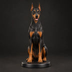 Doberman figurine in sitting happy pose, studio view