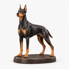 Doberman figurine in standing alert pose on a clean background