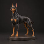 Doberman figurine in standing alert pose, studio view