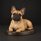 French Bulldog figurine in lying relaxed pose, studio view