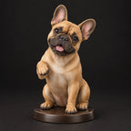 French Bulldog figurine in paw up pose, studio view