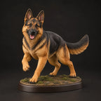 German Shepherd figurine in playful run pose, studio view
