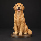 Golden Retriever figurine in sitting happy pose, studio view