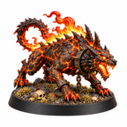 Second armored hellhound miniature with glowing lava details.