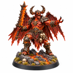 Infernal warlord miniature in molten armor carrying a massive flaming sword.