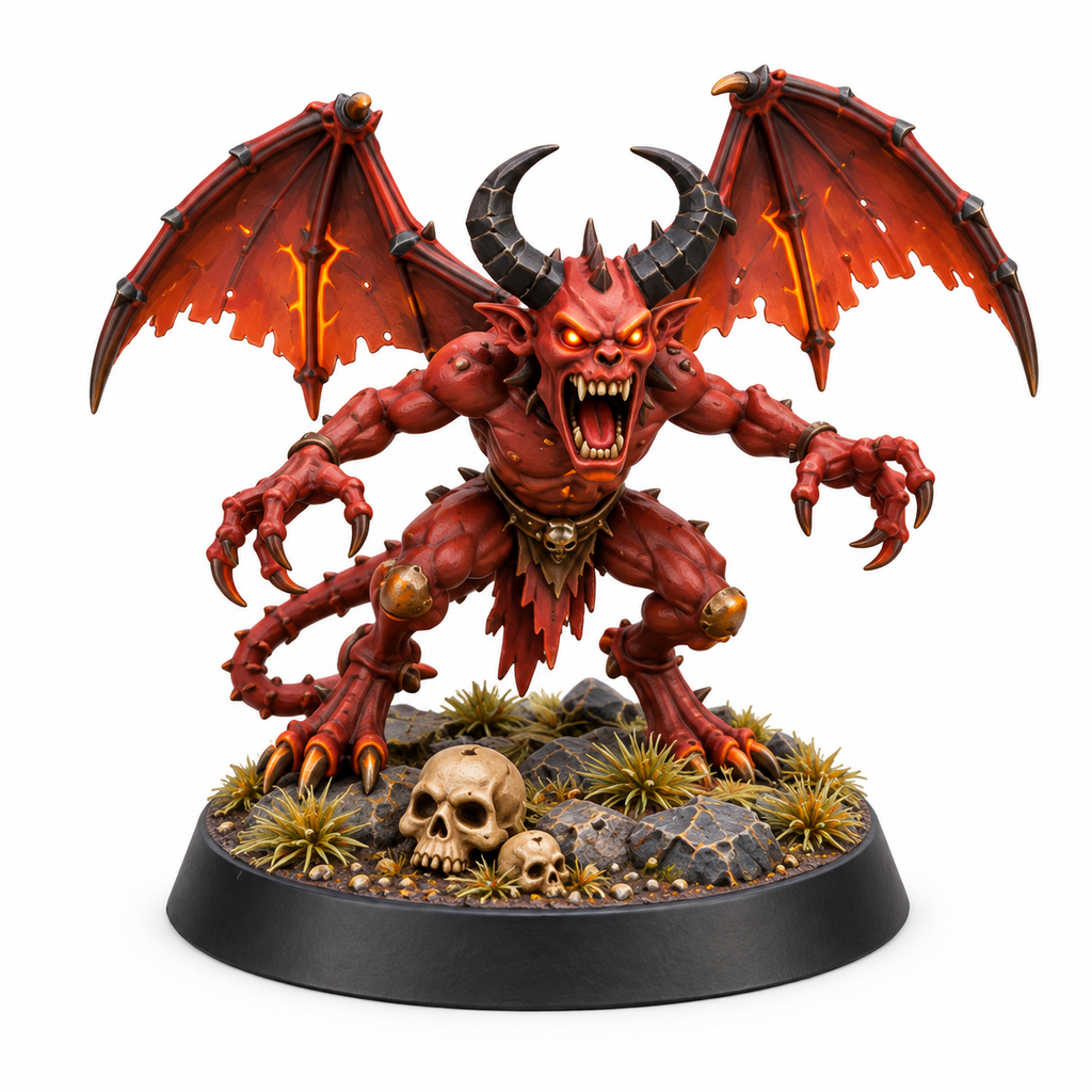 Second winged demon miniature with raised claws and spread wings.