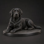 Labrador Retriever figurine in lying relaxed pose, studio view