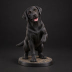 Labrador Retriever figurine in paw up pose, studio view