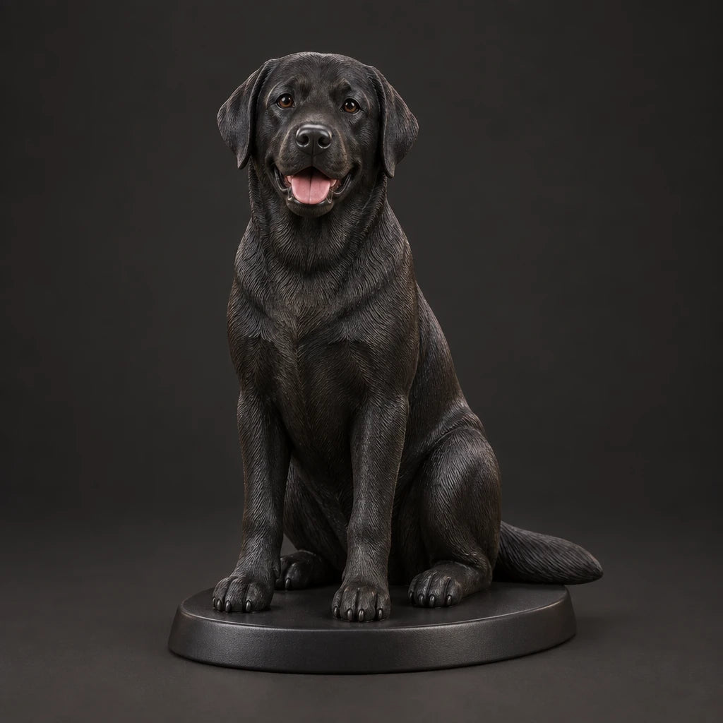 Labrador Retriever figurine in sitting happy pose, studio view