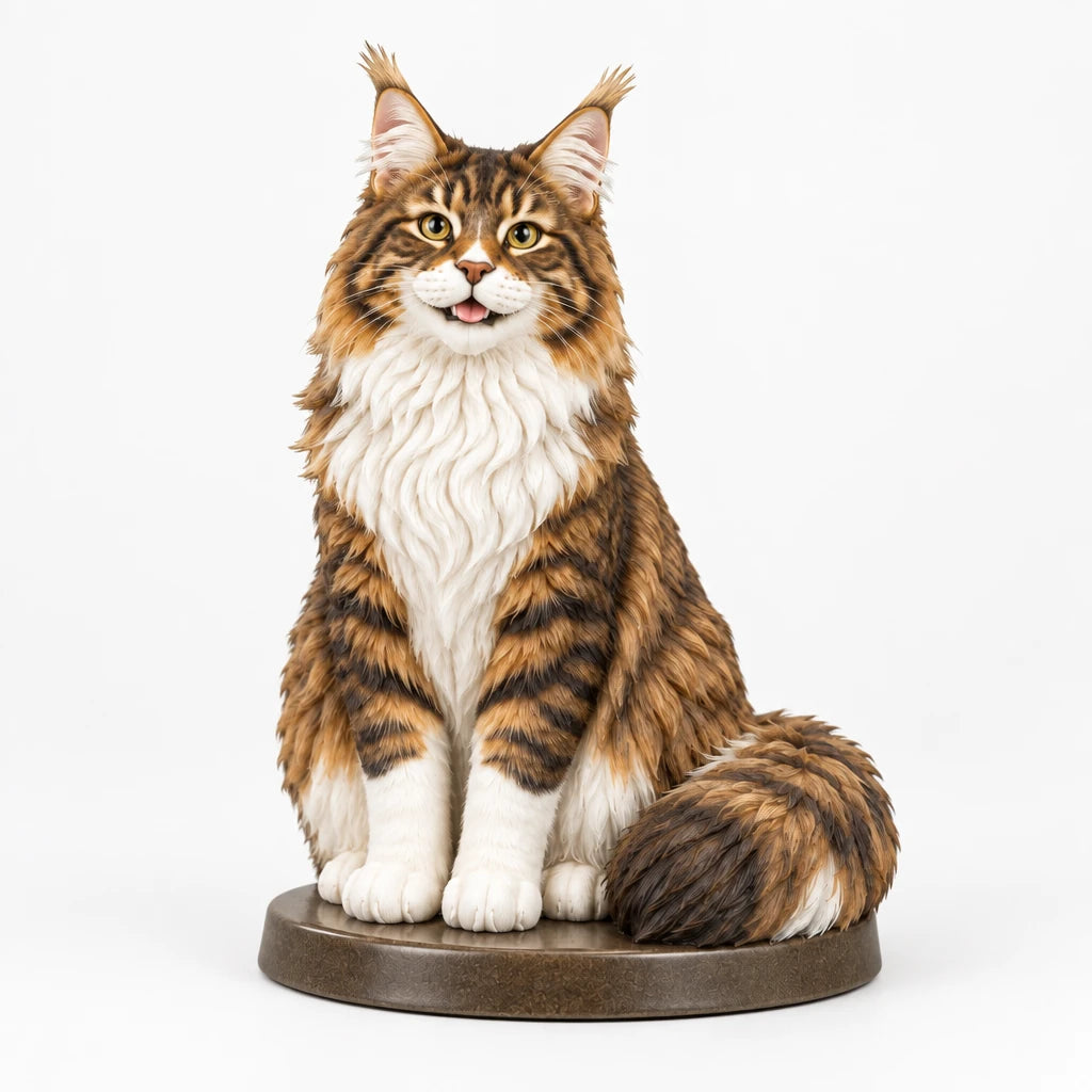 Maine Coon figurine in sitting happy pose on a clean background