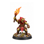Goblin scout miniature holding a burning torch above a rocky base.