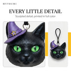 Illustration: close-up of the midnight witch cat keychain showing its sculpted detail