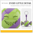 Illustration: close-up of the trick-or-treat candy keychain showing its sculpted detail