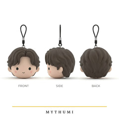 Illustration: front, side and back views of the wavy crop soft chibi head keychain