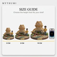 Illustration: the exotic pet and owner figurine shown at 6 cm, 8 cm and 10 cm for size comparison
