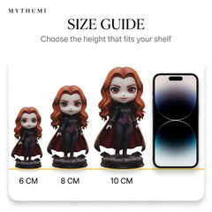 Illustration: the caped vampire figurine shown side by side in 6 cm, 8 cm and 10 cm heights