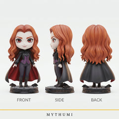 Illustration: front, side and back views of the caped vampire figurine