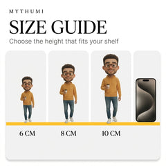 Illustration: the animated film character figurine shown side by side in 6 cm, 8 cm and 10 cm heights