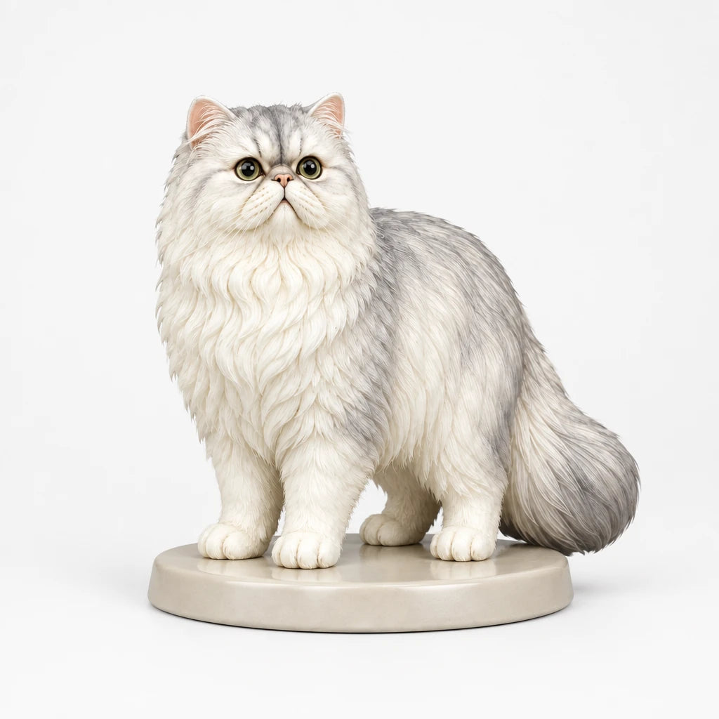 Persian Cat figurine in standing alert pose on a clean background