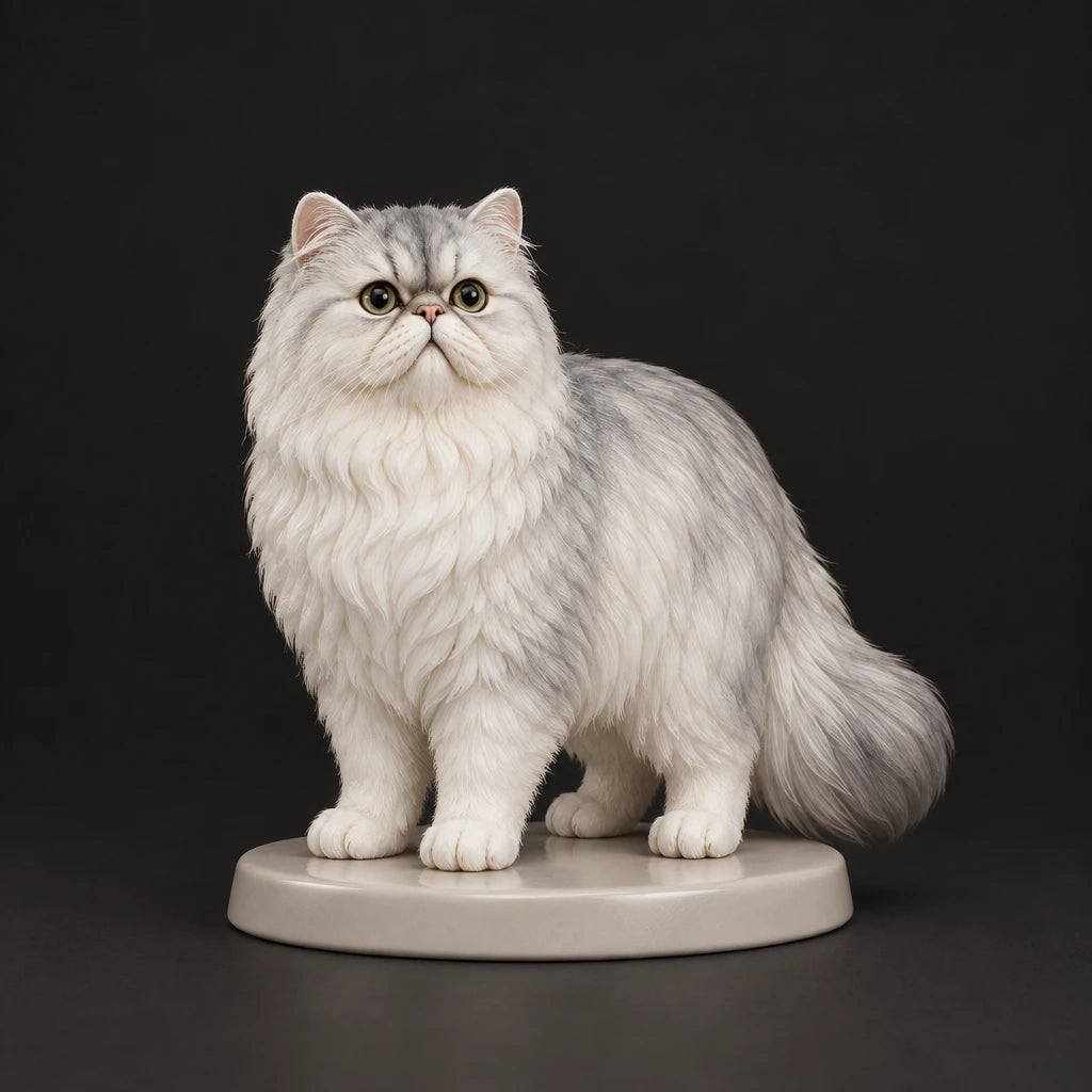 Persian Cat figurine in standing alert pose, studio view