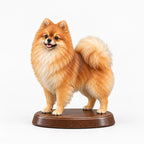 Pomeranian figurine in standing alert pose on a clean background