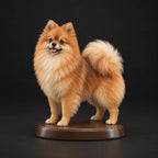 Pomeranian figurine in standing alert pose, studio view