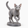 Russian Blue figurine in playful run pose on a clean background